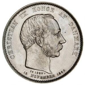 2 kr 1888, H 10 - slået i anledning af regeringsjubilæet - smukt eksemplar med møntskær