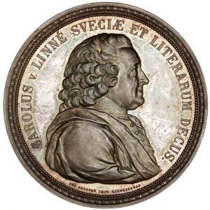 Sverige, medaille over botanikeren Carolus v. Linné 1707-1778, Lea Ahlborn  Ljungberger, Ag, 57 mm, 74,95 g