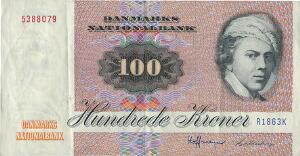 100 kr 1986 R1y, Hoffmeyer  Billestrup, Sieg 142, testseddel