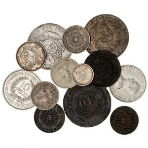 Uruguay, lot bestående af 13 mønter, heraf 6 stk. i sølv med enkelte bedre iblandt