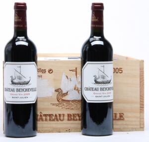 12 bts. Château Beychevelle, Saint - Julien. 4. Cru Classé 2005 A hfin. Owc.
