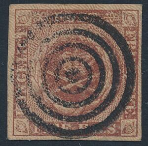 1851. 4 RBS Ferslew. Plade II. Helt centralt placeret LUX-stempel.