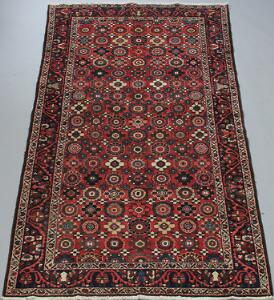 Baktiari tæppe, Persien. Gentagelsesmønster med stiliserede blomster på rød bund. 20. årh.s slutning. 304 x 163.