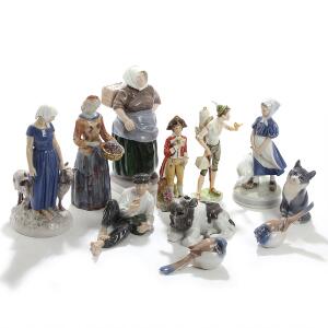 Axel Locher, m.fl. Diverse figurer af porcelæn og keramik, BG, Kgl. P., m.fl. H. 5-29. 11