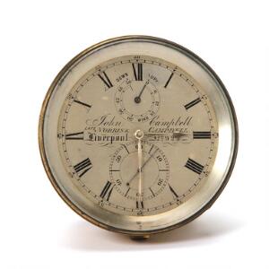 Kronometer af messing, mærket John Cambell, late Norris  Campell Liverpool No 922. Diam. 12 cm
