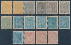 1863. 2-8 SKILL. Planche med 16 fejlfrie ubrugte mærker, formentlig alle opgummieret.