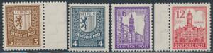 All. Besættelse. West-Sachsen. 1946. Perfekt postfrisk sæt i de 4 sjældne NUANCER 151 X - 155 X. Michel EURO 380. Attest Ströh BPP