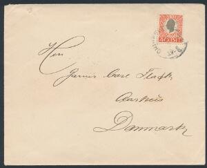 1905. Chr.IX. 40 Bit, grårød. Single frankering på brev til Danmark, annulleret ST. THOMAS 15.5.1908.