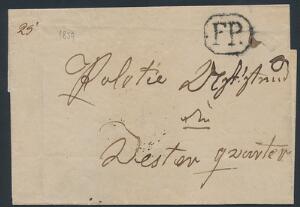 1834. Præfilatelistisk fodpostbrev sendt lokalt i København, med fodpoststempel type 5, i sort farve. DAKA 5. Attest Møller.