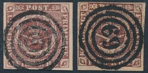 1852-1853. 4 RBS. Thiele I og IIa. 2 smukke eksemplarer