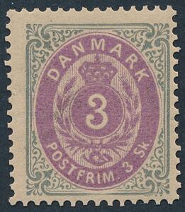 1870. 3 sk. grålilla. Postfrisk