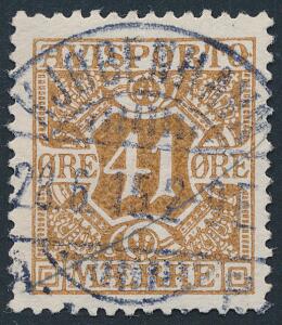 1914. 41 øre, brun. Vm.IV. PRAGT-stempel KJØBENHAVN 28.6.15.