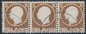 1912. Fr.VIII, 5 kr. brun. Stemplet 3-stribe. Attest Svendsen. Facit 5700