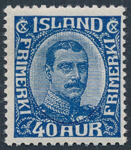 1920. Chr.X. 40 Aur, blå. Postfrisk. Facit 2500