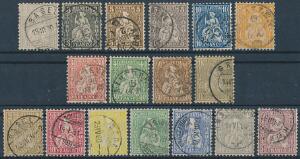 Schweiz. 1862-1867. Siddende Helvetia. 2 komplette sæt, stemplede. Michel EURO 740