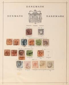 Danmark. 1851-1913. Gammel samling på løse sider incl. 26 stk. Skilling m.v.