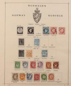 Norge. Samling incl. 12 forskellige skillingsmærker, Haakon 1907 og meget andet. Se fotoudsnit