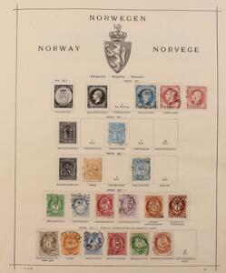 Norge. Samling incl. 12 forskellige skillingsmærker, Haakon 1907 og meget andet. Se fotoudsnit
