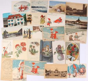 Postkort. Parti på 38 ældre postkort, bl.a. nogle bedre Gruss Aus kort med motiver af 1864-krigen.