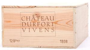 12 bts. Château Durfort Vivens, Margaux. 2. Cru Classé 1998 A hfin. Owc.