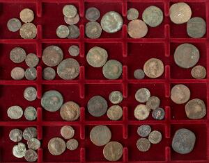 Romerske Republik og kejserdømme, samling sølv., billon- og kobbermønter, 54 stk, størstedelen identificerbare, flere bedre typer