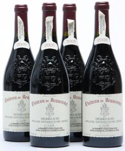 4 bts. Chateauneuf-du-Pape, Chateau de Beaucastel 2005 A hfin.