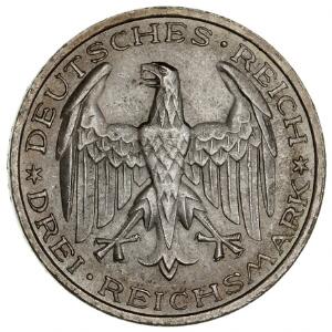 Tyskland, Weimar-republikken, 3 Reichsmark 1927, Marburg, KM 53