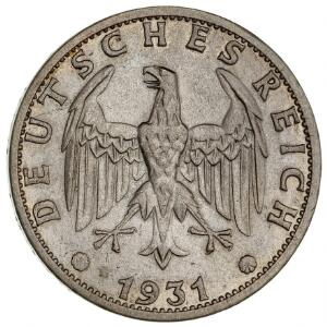 Tyskland, Weimar-republikken, 3 Reichsmark 1931G, KM 74