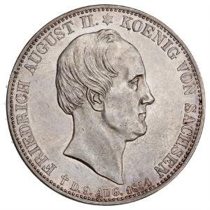 Tyskland, Sachsen, 2 Thaler 1854, Kong Friederichs død, KM 1183