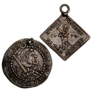 Tyskland, Sachsen og Nürnberg, mønt og medaille, 17. århundrede, begge med monteret øje