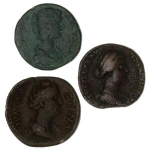 Romerske kejserdømme, 3 sestertser fra kejserinderne Faustina Senior, Lucilla og Julia Domna