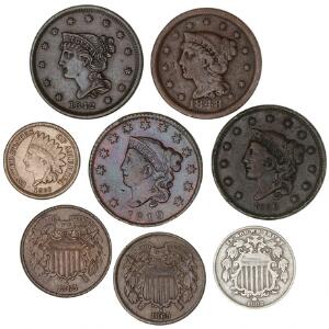 USA, lille samling mønter, 19. århundrede