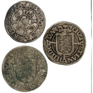 Flensborg, Frederik II, skilling lybsk, H 30A, 1-1, Christian IV, 2 skilling 1603, H 79A, 1, 4 skilling 1616, H 100A, 1. Ialt 3 stk.