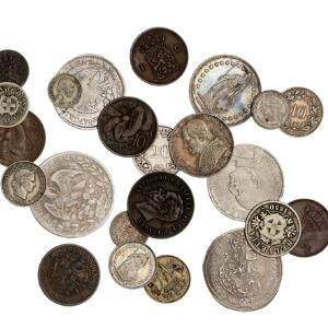 Ungarn, Leopold I, 15 krajczar 1662, KM 175. Endvidere Holland, Schweiz, Mexico og Italien, 19.-20. årh. Diverse mønter i sølv og kobber. Ialt 23 stk.