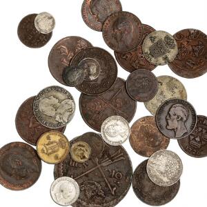 Sverige, Christina - Oscar II, diverse mønter i sølv og kobber, bl. a. 1 øre silvermynt 1680, SM 351, 14 øre 1644, S.M 131, 10 øre 1739, SM 121