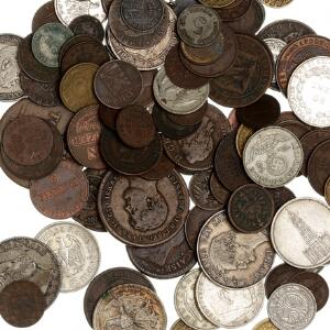 Tyskland, tyske stater, Frankrig og Italien. Diverse mønter i sølv og kobber. 18.-20. årh. Flere bedre iblandt. Ca. 105 stk.
