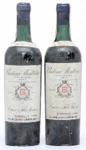 2 bts. Château Montrose, Saint - Estephe. 2. Cru Classé 1947 Bottled in DK. AB ts.