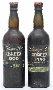 2 bts. Croft Vintage Port 1950 Bottled in DK. A-AB bn.