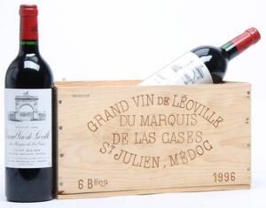 6 bts. Château Léoville Las Cases, Saint - Julien. 2. Cru Classé 1996 A hfin. Owc.