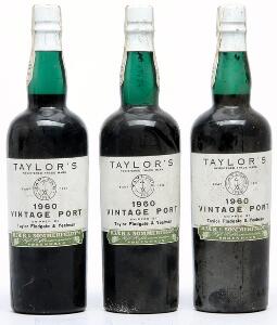 3 bts. Taylors Vintage Port 1960 Bottled in DK. AB ts.