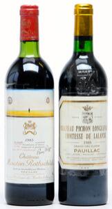 1 bt. Château Mouton Rothschild, Pauillac. 1. Cru Classé 1983 AB ts.  etc. Total 2 bts.