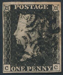 England. 1840. One penny, black. C-C. Pænt eksemplar.