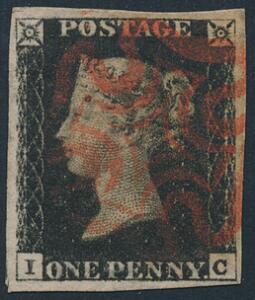 England. 1840. One penny, black. I-C. Pænt eksemplar.
