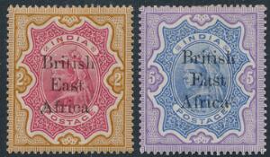 British East Africa. 1895. 2 og 5 Rupees. 2 pæne ubrugte høje værdier. SG £ 225