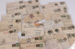 Julemærker. Parti med ca. 165 postkort med julemærker 1904-1919. ALLE BUNDET TIL KORTET. Bl.a. 23 stk. med 1906 