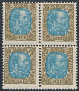 1902. Chr.IX. 2 kr. blåolivbrun. Postfrisk 4-BLOK. Facit 2400