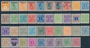 1921-1955. Porto-mærker KOMPLET i perfekt postfrisk kvalitet. AFA 6520