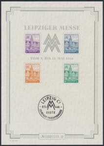 Westsachsen. 1946. Leipziger Messe. Særblok. Michel EURO 450