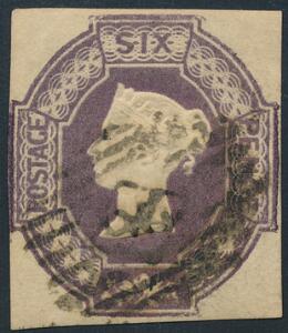 England. 1847. Embossed Issue. 6 d. purple. Pænt mærke. SG £ 900