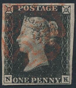 England. 1840. One penny, black. N-K. Pænt eksemplar